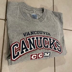 Vintage Vancouver Canucks Reebok Tee Shirt. Men’s medium, Gray. Like New!